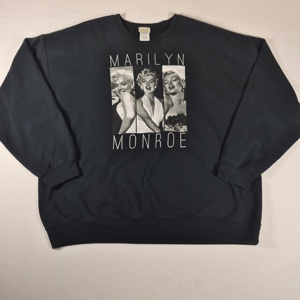 Marilyn Monroe Sweatshirt Mens 2XL Black Excellent Graphic Crewneck Pullover